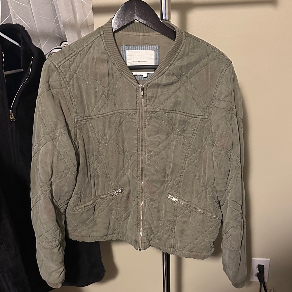 Anthropologie Olive Bomber Jacket